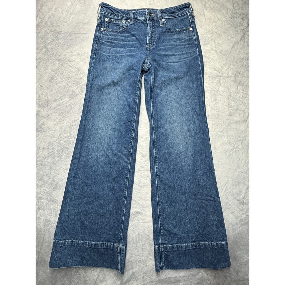 J Crew 96 Low Rise Denim Trouser Jeans womens sz 27 Blue Wide Leg